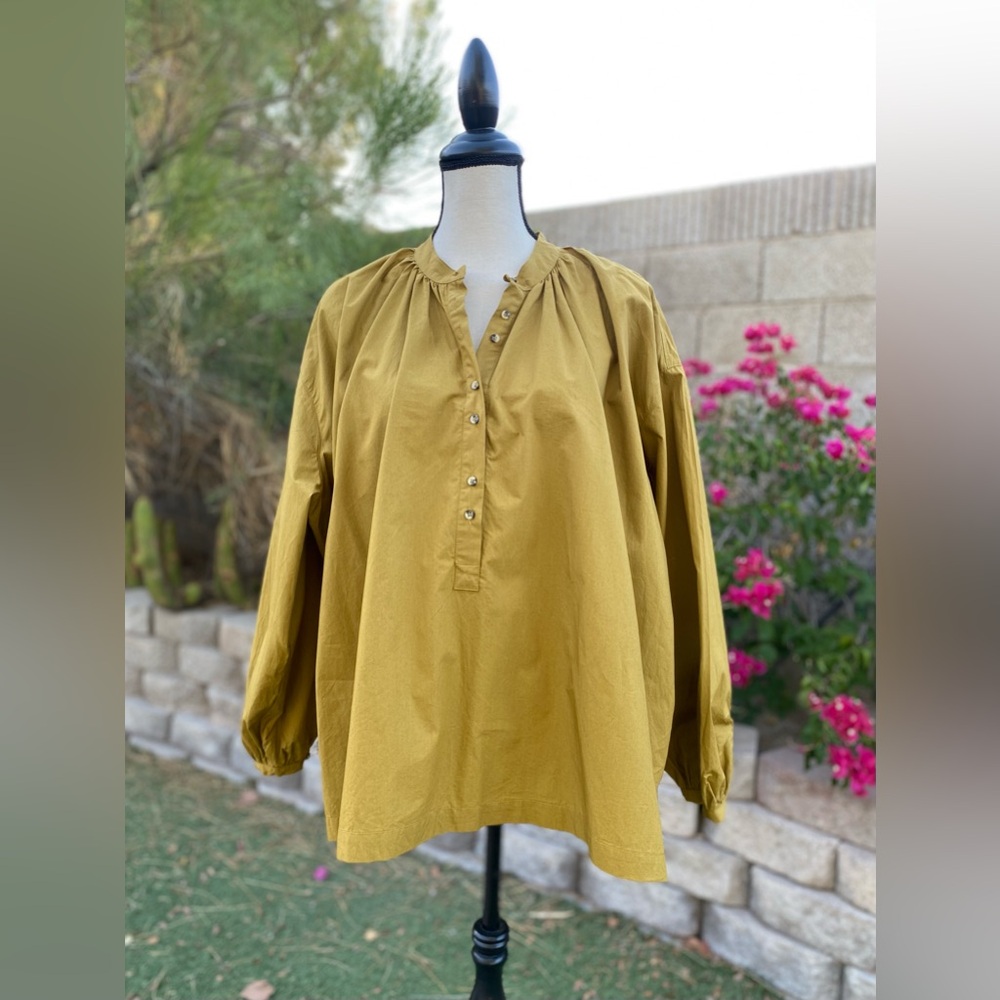 Free People oversized mustard poplin cotton tunic